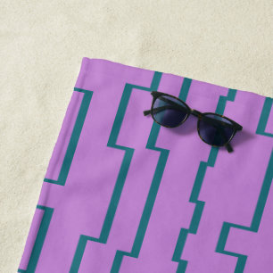 Teal Circuit Lines  Beach Towel