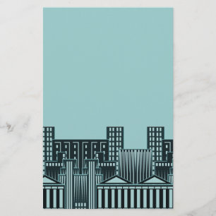 Teal Cityscape Stationery Paper Concrete Jungle