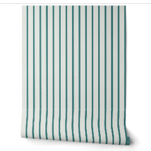Teal Classic Mattress Ticking Stripe Wallpaper