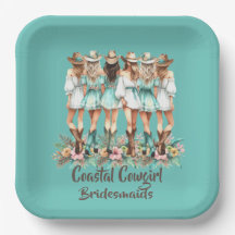 Teal Coastal Cowgirl Bridesmaids Square Plates