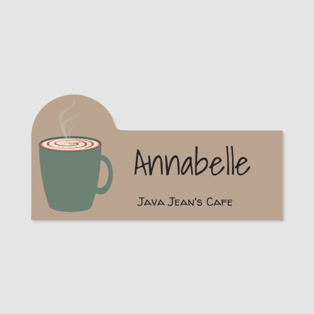 Teal Coffee Cup Name Tag (Front)