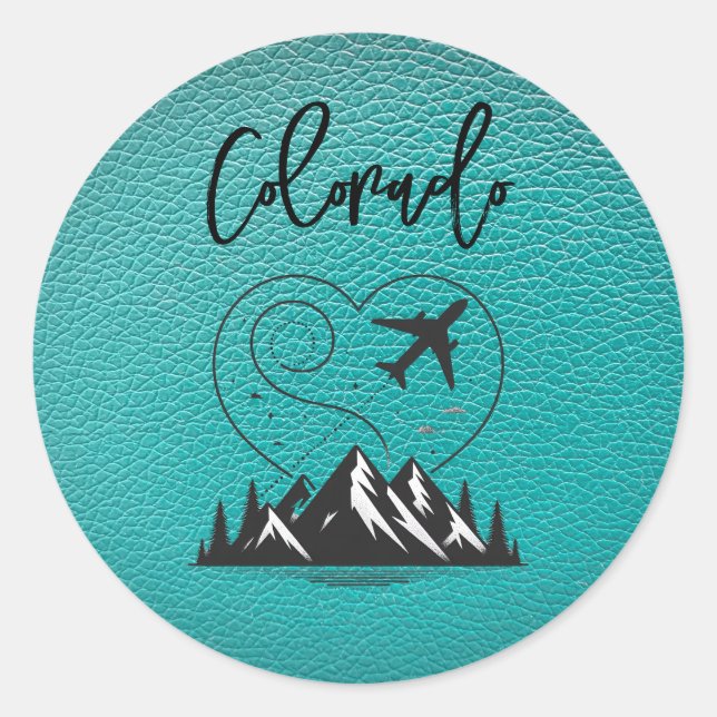 Teal Colorado Passport  Classic Round Sticker (Front)