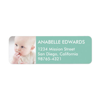 Teal colorblock custom photo modern return address
