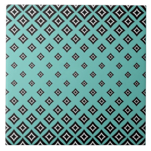 Teal Colour Background and Geometric Square Patter Tile