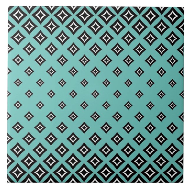 Teal Colour Background and Geometric Square Patter Tile (Front)
