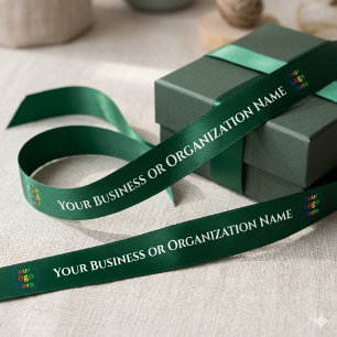 Teal Colour Custom Business Or Organisation Name Satin Ribbon