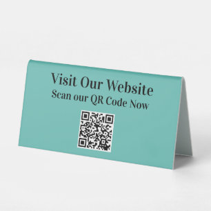 Teal Colour QR Code Website Promotional Desk Signs