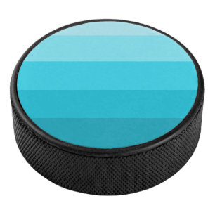 Teal Colour Stripes Pattern Hockey Puck