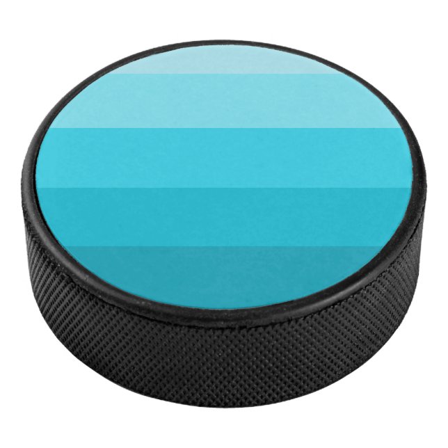 Teal Colour Stripes Pattern Hockey Puck (3/4)