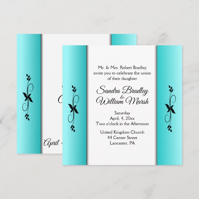 Teal Columns Wedding Invitation (Front/Back)