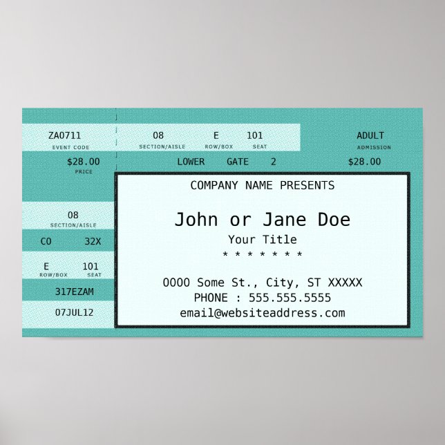 teal concert ticket poster (Front)