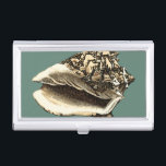 Teal Conch Shell Business Card Holder<br><div class="desc">In this beautiful,  classic black and white conch shell,  you can see the shading of a natural seashell very sharp and clear.  You can image yourself at the beach hunting for shells or playing in the sand. Get this nautical styled teal conch shell art on your favourite products today!</div>
