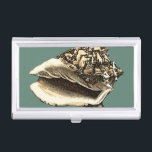Teal Conch Shell Business Card Holder<br><div class="desc">In this beautiful,  classic black and white conch shell,  you can see the shading of a natural seashell very sharp and clear.  You can image yourself at the beach hunting for shells or playing in the sand. Get this nautical styled teal conch shell art on your favourite products today!</div>