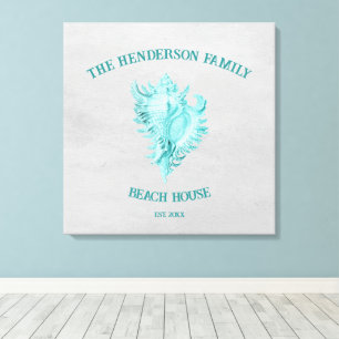 Teal Conch Shell Canvas Print