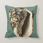 Teal Conch Shell Cushion<br><div class="desc">In this beautiful,  classic black and white conch shell,  you can see the shading of a natural seashell very sharp and clear.  You can image yourself at the beach hunting for shells or playing in the sand. Get this nautical styled teal conch shell art on your favourite products today!</div>