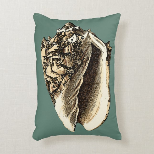 Teal Conch Shell Decorative Cushion (Front(Vertical))