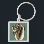Teal Conch Shell Key Ring<br><div class="desc">In this beautiful,  classic black and white conch shell,  you can see the shading of a natural seashell very sharp and clear.  You can image yourself at the beach hunting for shells or playing in the sand. Get this nautical styled teal conch shell art on your favourite products today!</div>