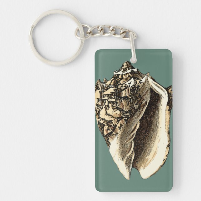 Teal Conch Shell Key Ring (Front)