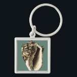 Teal Conch Shell Key Ring<br><div class="desc">In this beautiful,  classic black and white conch shell,  you can see the shading of a natural seashell very sharp and clear.  You can image yourself at the beach hunting for shells or playing in the sand. Get this nautical styled teal conch shell art on your favourite products today!</div>