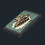 Teal Conch Shell Trifold Wallet<br><div class="desc">In this beautiful,  classic black and white conch shell,  you can see the shading of a natural seashell very sharp and clear.  You can image yourself at the beach hunting for shells or playing in the sand. Get this nautical styled teal conch shell art on your favourite products today!</div>