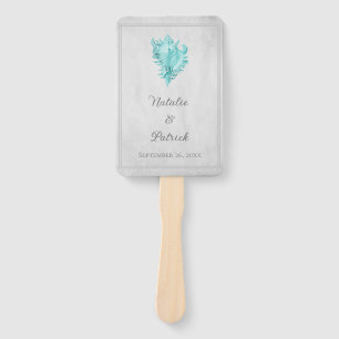 Teal Conch Shell Wedding Hand Fans
