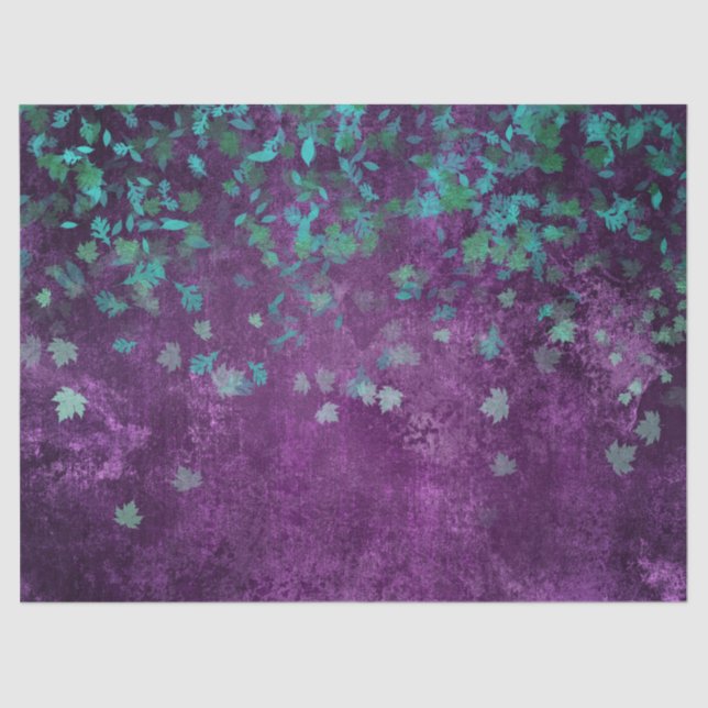 Teal Confetti on Purple Decoupage Tissue Paper (Front)