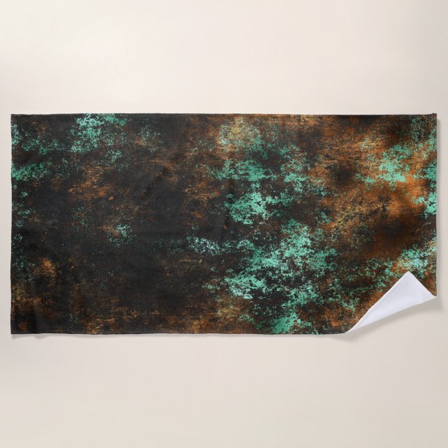 Teal Cooper Patina Metallic Beach Towel (Front)