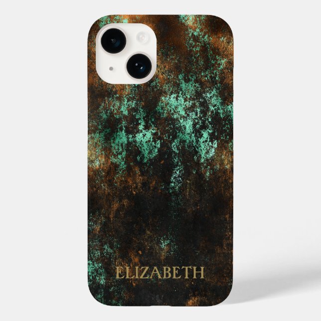 Teal Cooper Patina Metallic Case-Mate iPhone Case (Back)