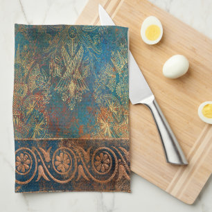 Teal Cooper Patina Turquoise  Tea Towel