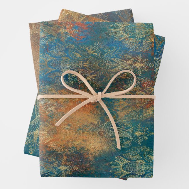 Teal Cooper Patina  Wrapping Paper Sheet (In situ)