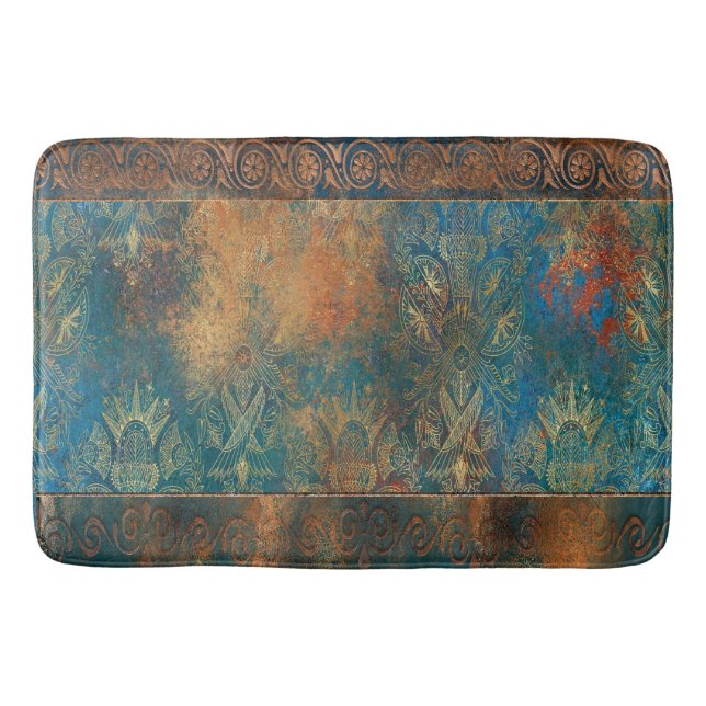 Teal Cooper Turquoise Patina     Bath Mat (Front)