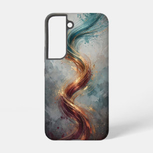 Teal Copper Gold Luxury Ribbon Swirl Samsung Galaxy Case