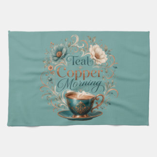 Teal Copper Morning Serving Tray Tea Towel