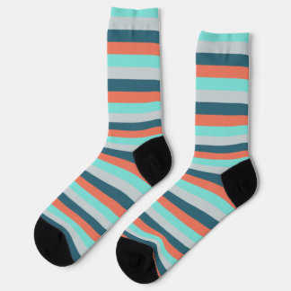 Teal, Coral and Turquoise  Socks