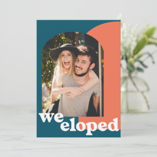 Teal Coral Arch Photo We Eloped Celebration Party Announcement