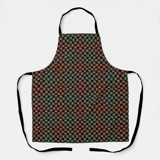 Teal Coral Black Weave Pattern Apron (Front)