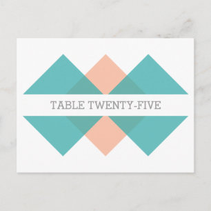 Teal Coral Geometric Triad Table Number Postcard