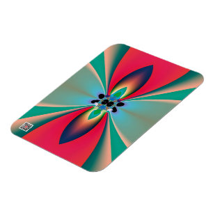 Teal Coral Mirror Symmetry Abstract Art Magnet