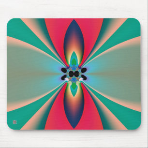 Teal Coral Mirror Symmetry Abstract Art Mouse Mat
