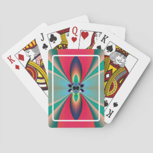 Teal Coral Mirror Symmetry Abstract Art Playing Cards