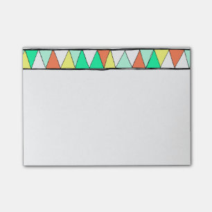 Teal Coral Yellow Zigzag Triangle Post-It Notes