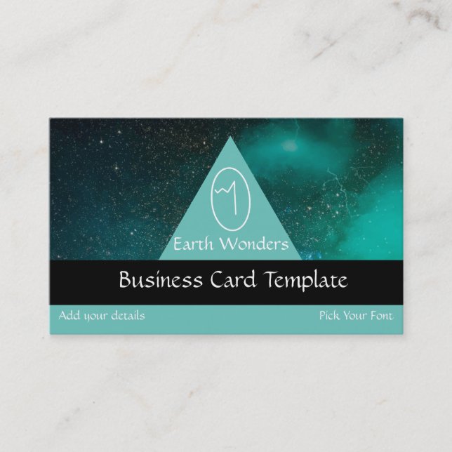 Teal Cosmic Egg Symbol Logo Business Card (Front)