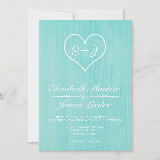 Teal Country Wedding Invitations (Front)