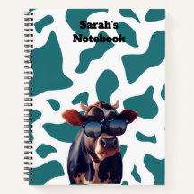Teal Cow Print Custom Spiral Notebook