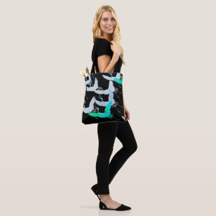 Teal Cranes in Flight Tote Bag