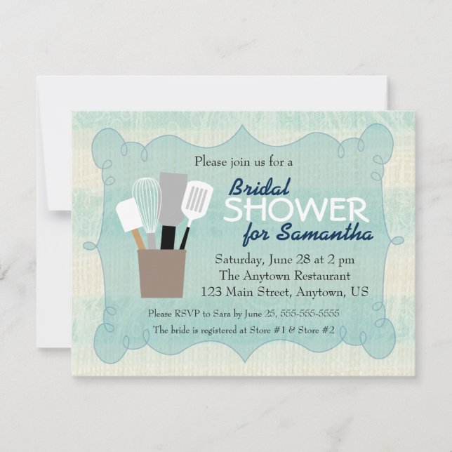 Teal & Cream Burlap Bridal Shower Invitation (Front)