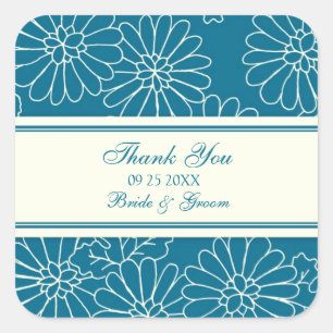 Teal Cream Thank You Wedding Favour Tags
