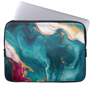 Teal & Crimson Marble Elegance Laptop Sleeve