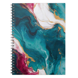 Teal & Crimson Marble Elegance Notebook