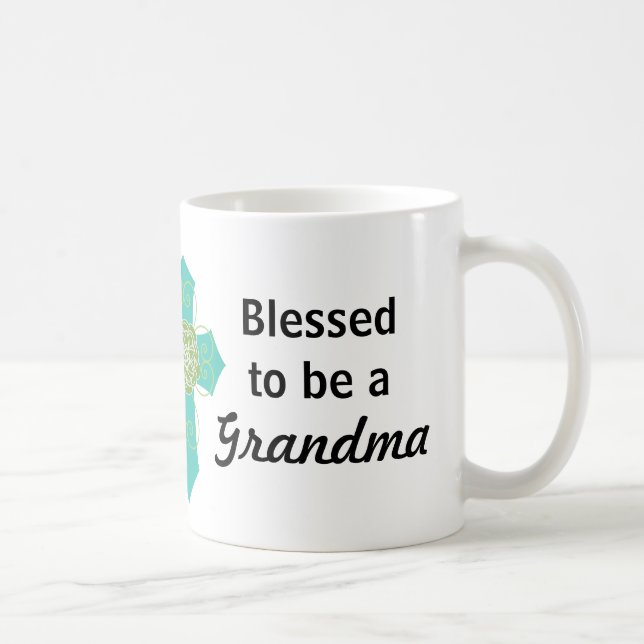 Teal Cross Blessed to be a Grandma Mug (Right)